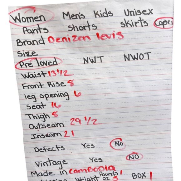 2 Denizen by Levis Modern Crop Womens Jeans light Blue Denim Cuffed Hem Stretchy - Picture 8 of 9